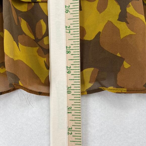 LOGO by Lori Goldstein Tunic Blouse Womens Size S Yellow Brown Ruffle Hem - Picture 10 of 11